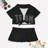 Custom Black Dark Grey Cheerleading Uniform Set