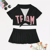 Custom Black Light Pink Cheerleading Uniform Set