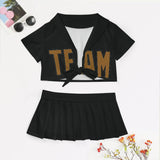 Custom Black Khaki Cheerleading Uniform Set