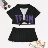 Custom Black Light Purple Cheerleading Uniform Set