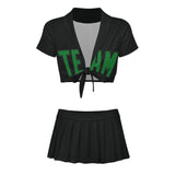 Custom Black Emerald Green Cheerleading Uniform Set