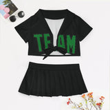 Custom Black Emerald Green Cheerleading Uniform Set
