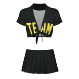 Custom Black Light Yellow Cheerleading Uniform Set