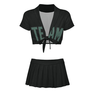 Custom Black Blue Green Cheerleading Uniform Set