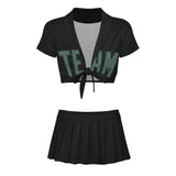 Custom Black Blue Green Cheerleading Uniform Set
