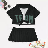 Custom Black Blue Green Cheerleading Uniform Set