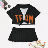Custom Black Orange Cheerleading Uniform Set