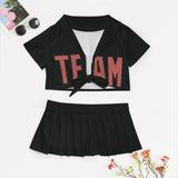 Custom Black Copper Rose Cheerleading Uniform Set