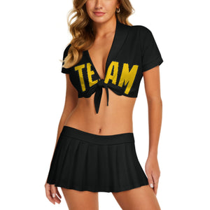 Custom Black Gold Cheerleading Uniform Set