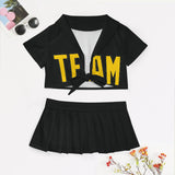 Custom Black Gold Cheerleading Uniform Set