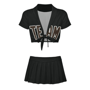 Custom Black Brown Cheerleading Uniform Set