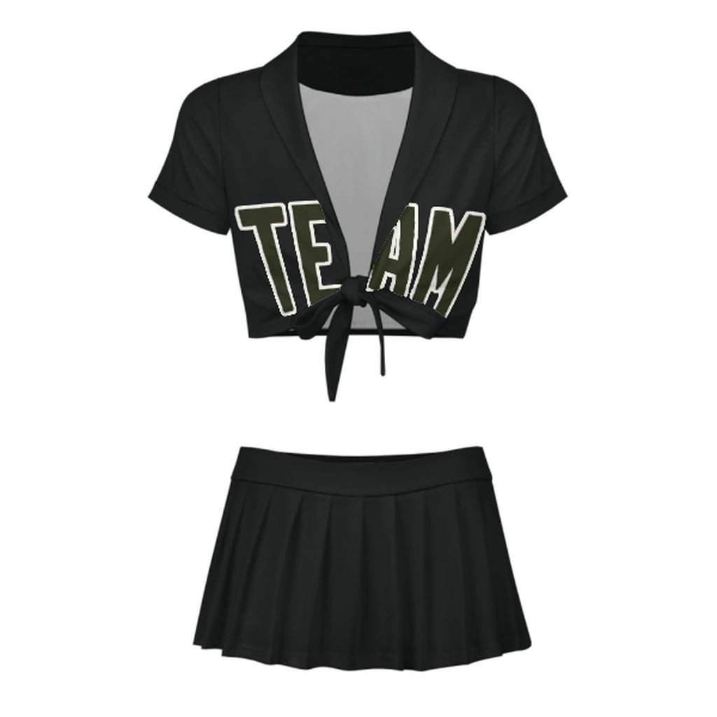 Custom Black Olive Cheerleading Uniform Set