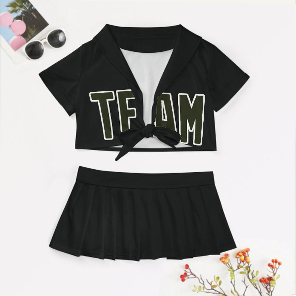 Custom Black Olive Cheerleading Uniform Set