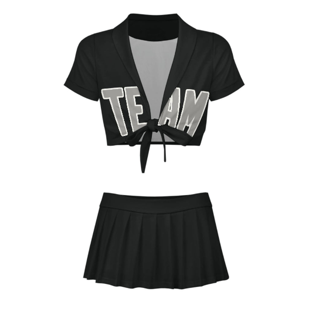 Custom Black Gray Cheerleading Uniform Set