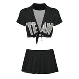 Custom Black Gray Cheerleading Uniform Set