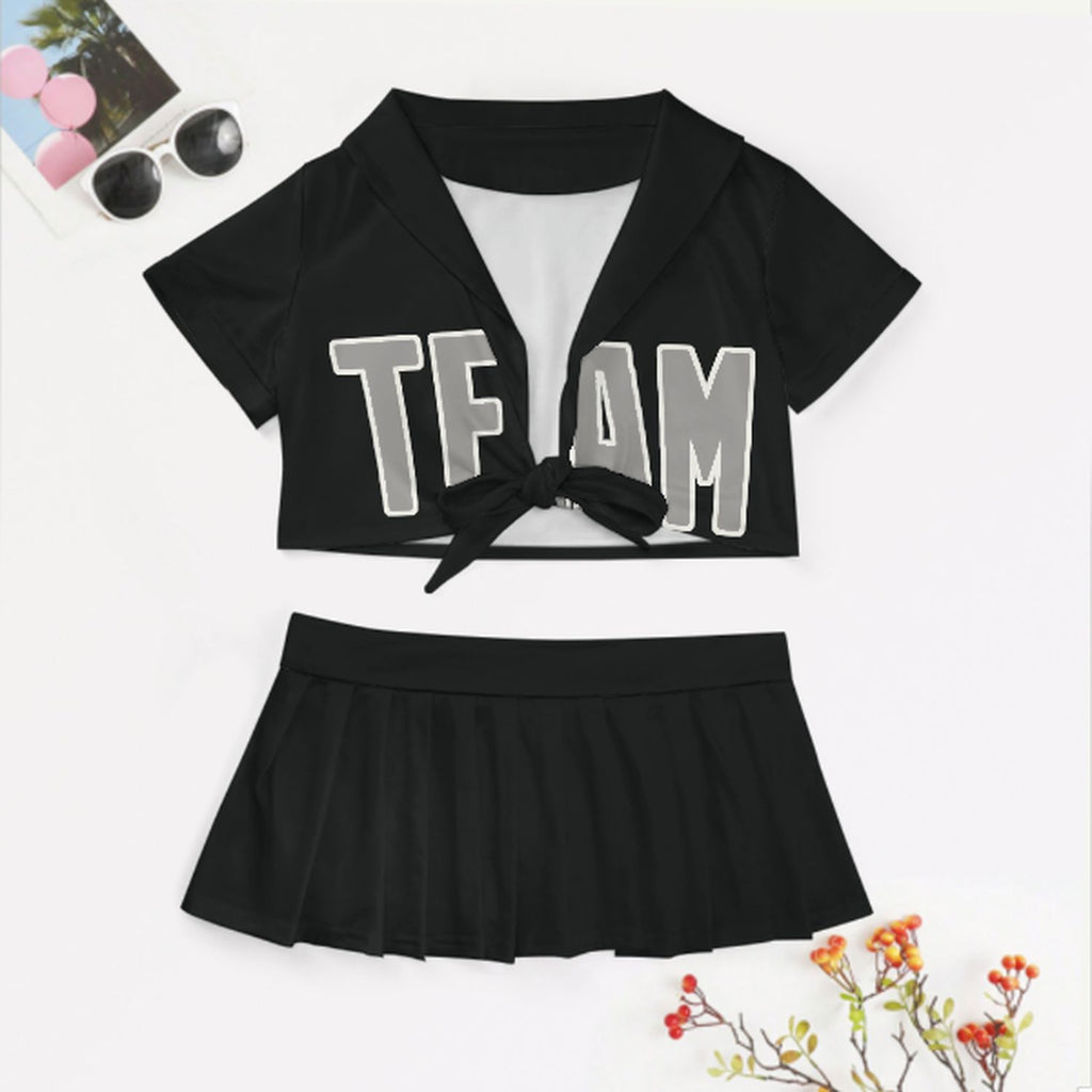 Custom Black Gray Cheerleading Uniform Set