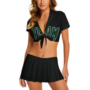 Custom Black Green Cheerleading Uniform Set