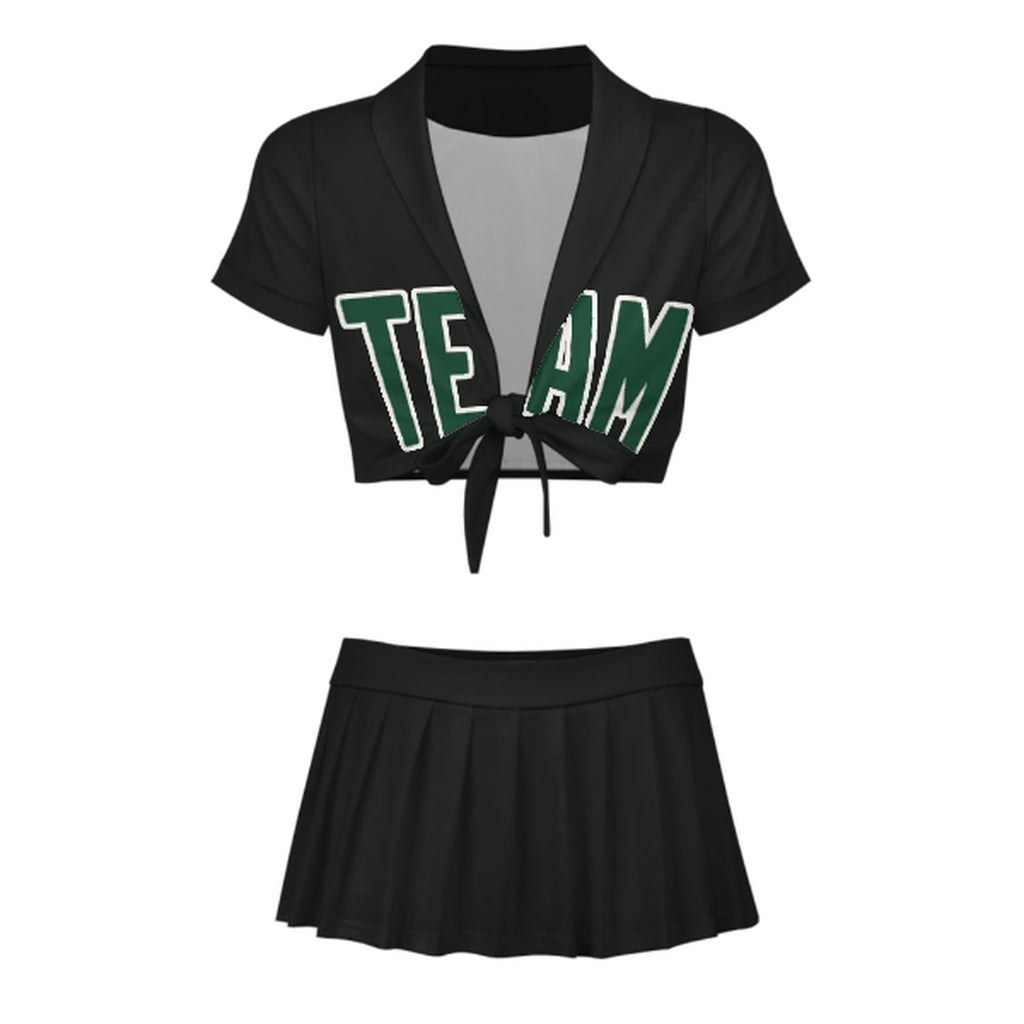Custom Black Green Cheerleading Uniform Set