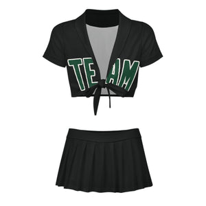 Custom Black Green Cheerleading Uniform Set