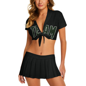 Custom Black Dark Green Cheerleading Uniform Set