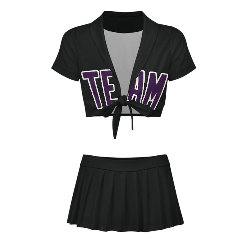 Custom Black Purple Cheerleading Uniform Set