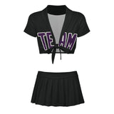 Custom Black Purple Cheerleading Uniform Set