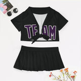 Custom Black Purple Cheerleading Uniform Set