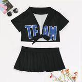Custom Black Sky Blue Cheerleading Uniform Set