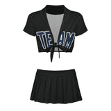 Custom Black Blue Cheerleading Uniform Set