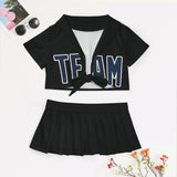 Custom Black Blue Cheerleading Uniform Set