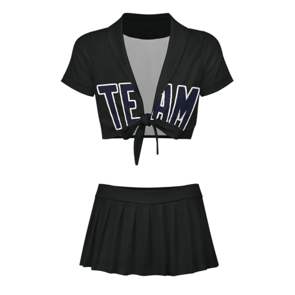 Custom Black Navy Cheerleading Uniform Set