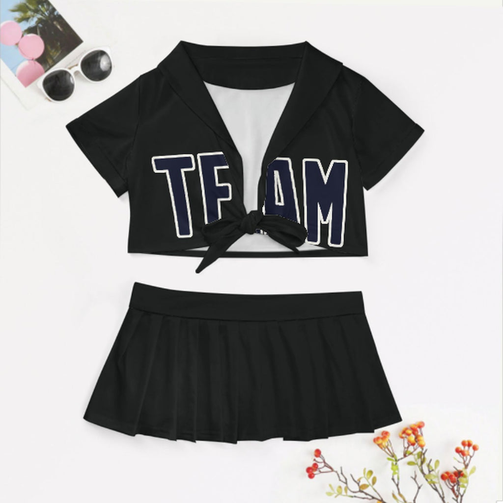 Custom Black Navy Cheerleading Uniform Set