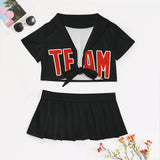 Custom Black Orange Red Cheerleading Uniform Set