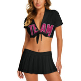 Custom Black Pink Cheerleading Uniform Set