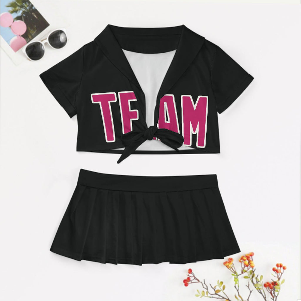 Custom Black Pink Cheerleading Uniform Set
