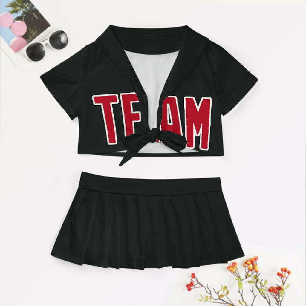 Custom Black Red Cheerleading Uniform Set