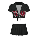 Custom Black Crimson Red Cheerleading Uniform Set