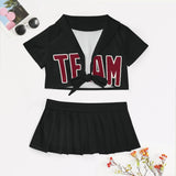 Custom Black Crimson Red Cheerleading Uniform Set