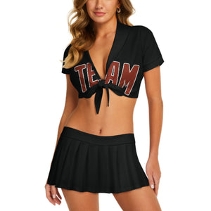 Custom Black Coral Red Cheerleading Uniform Set