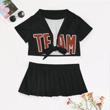 Custom Black Coral Red Cheerleading Uniform Set