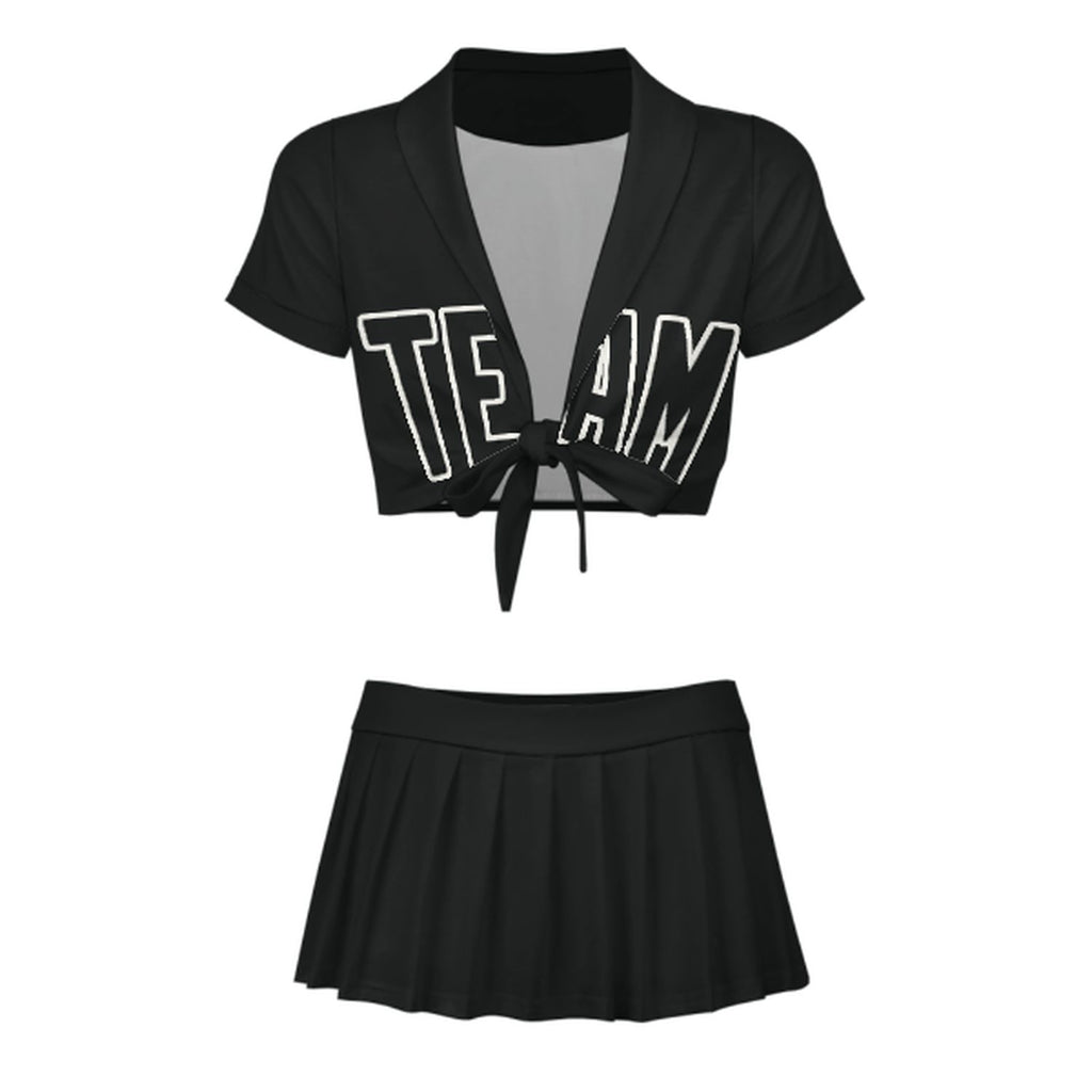 Custom Black Black Cheerleading Uniform Set