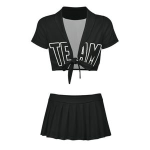 Custom Black Black Cheerleading Uniform Set