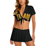 Custom Black Yellow Cheerleading Uniform Set