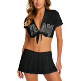 Custom Black Dark Grey Cheerleading Uniform Set