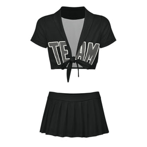 Custom Black Dark Grey Cheerleading Uniform Set