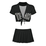 Custom Black Dark Grey Cheerleading Uniform Set
