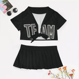 Custom Black Dark Grey Cheerleading Uniform Set