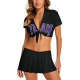 Custom Black Light Purple Cheerleading Uniform Set