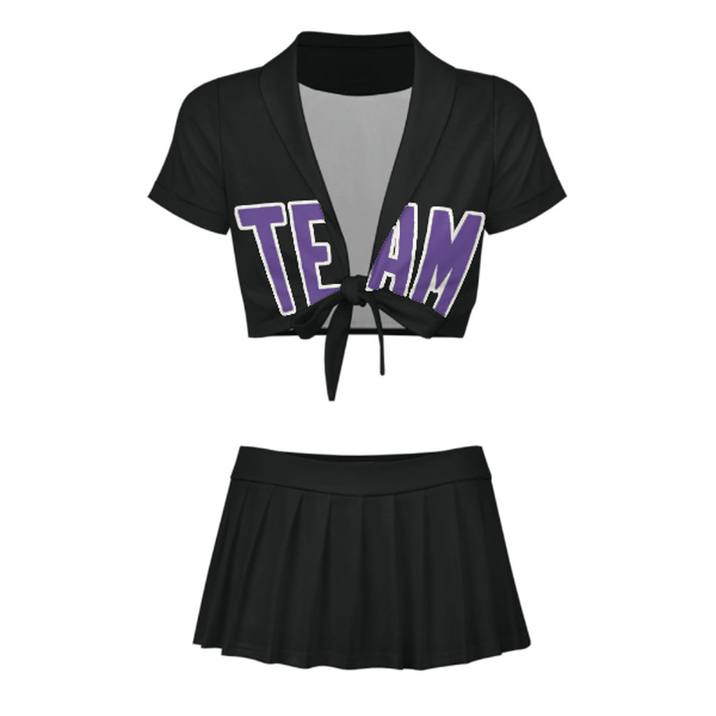 Custom Black Light Purple Cheerleading Uniform Set