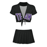 Custom Black Light Purple Cheerleading Uniform Set